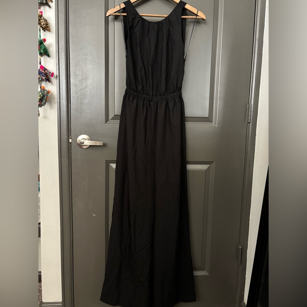Sage Black Spaghetti Strap Jumpsuit